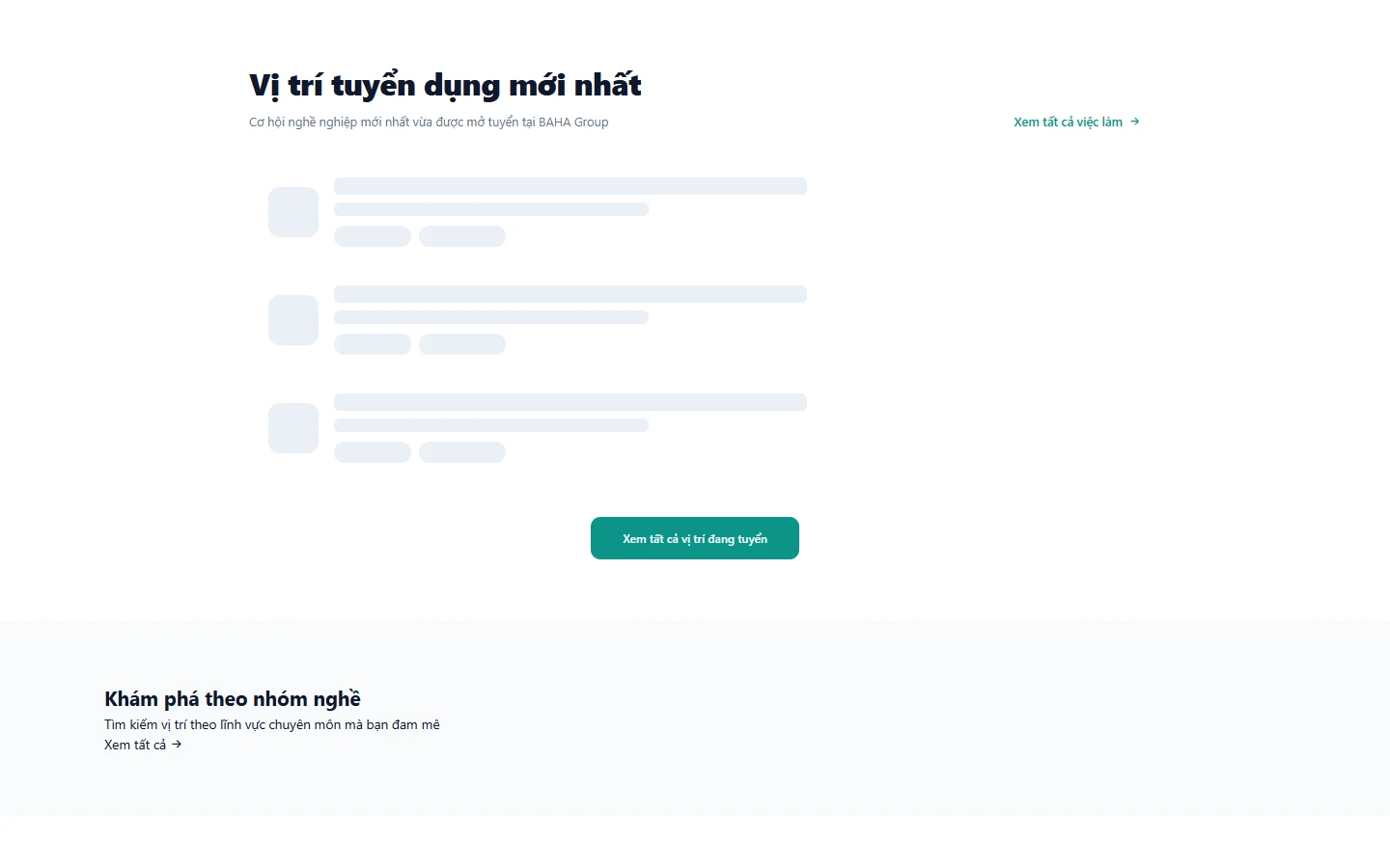 Danh sách vị trí tuyển dụng mở và bộ lọc phòng ban chuyên môn